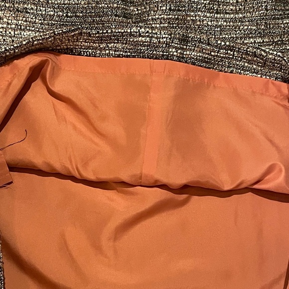 LOFT Brown with Hints of Beige & Coral, Shimmery, Fully Lined, Zip Sz 4 - Picture 9 of 12